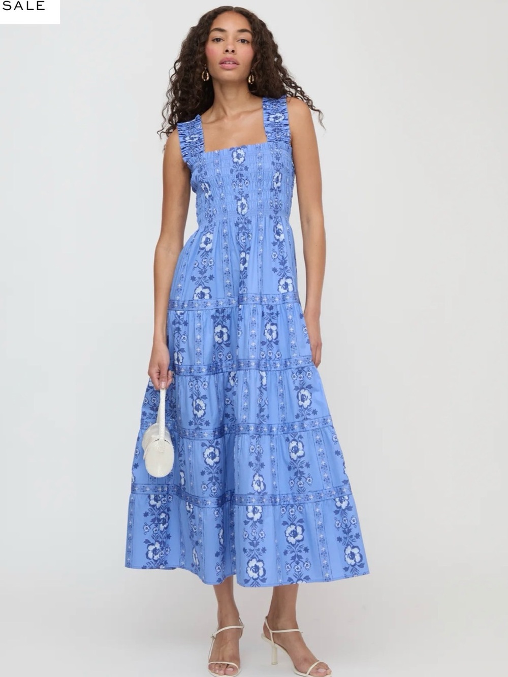 Hill House Home Kimmy Nap DressBlue Floral Tiered Maxi Dress